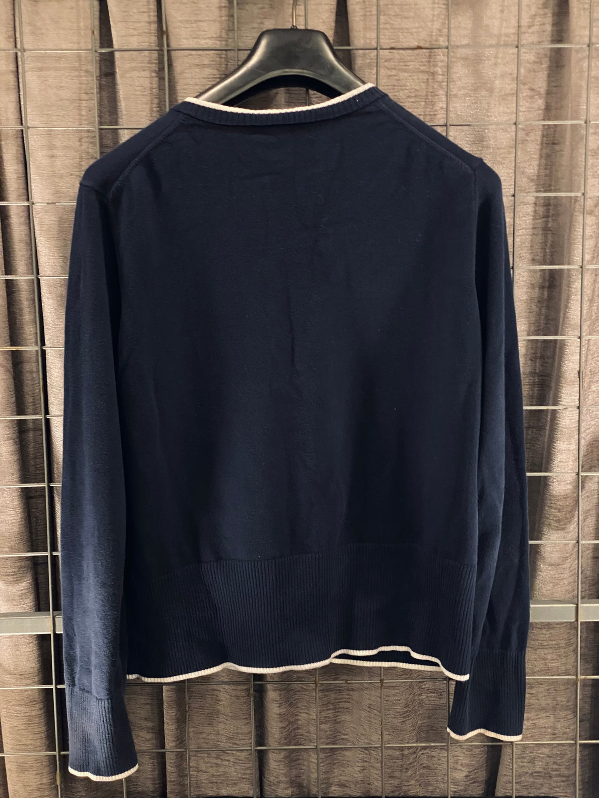 VKH034- BROOKS BROTHER BLUE N WHITE CARDIGAN